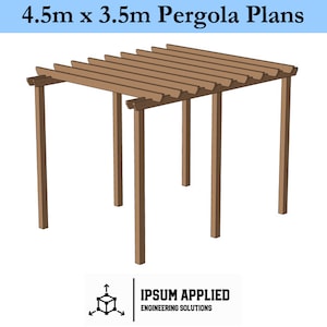 DIY 4.5m x 3.5m Pergola Woodworking Plans – Outdoor Garden Structure PDF with Cut List & Step-by-Step Build Instructions