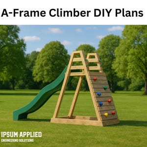 DIY A-Frame Climber Woodworking Plans – Kids Outdoor Playground with Slide & Rock Wall – PDF Build Plan for Instant Download