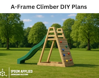 DIY A-Frame Climber Woodworking Plans: Kids Playground with Slide & Rock Wall (PDF Build Plan)