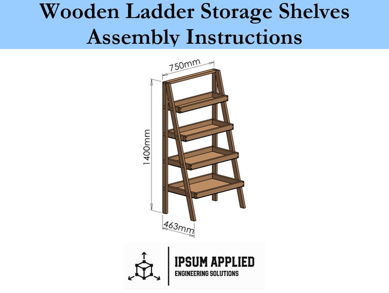 Wooden Ladder Storage Shelves Plans & Assembly Instructions Etsy UK