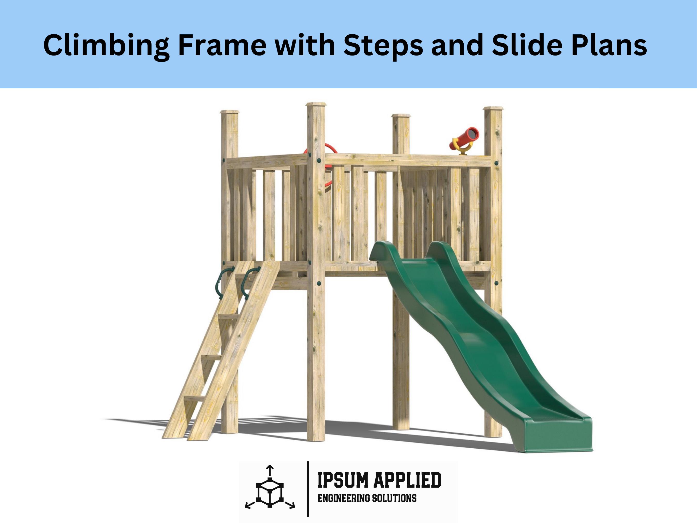 DIY Tower Climbing Frame Woodworking Plans: Kids Playground Slide & Steps Guide with Cut List