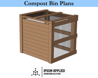 Compost Bin Plans & Assembly Instructions - Comes with Cut List and Step-by-Step Guide