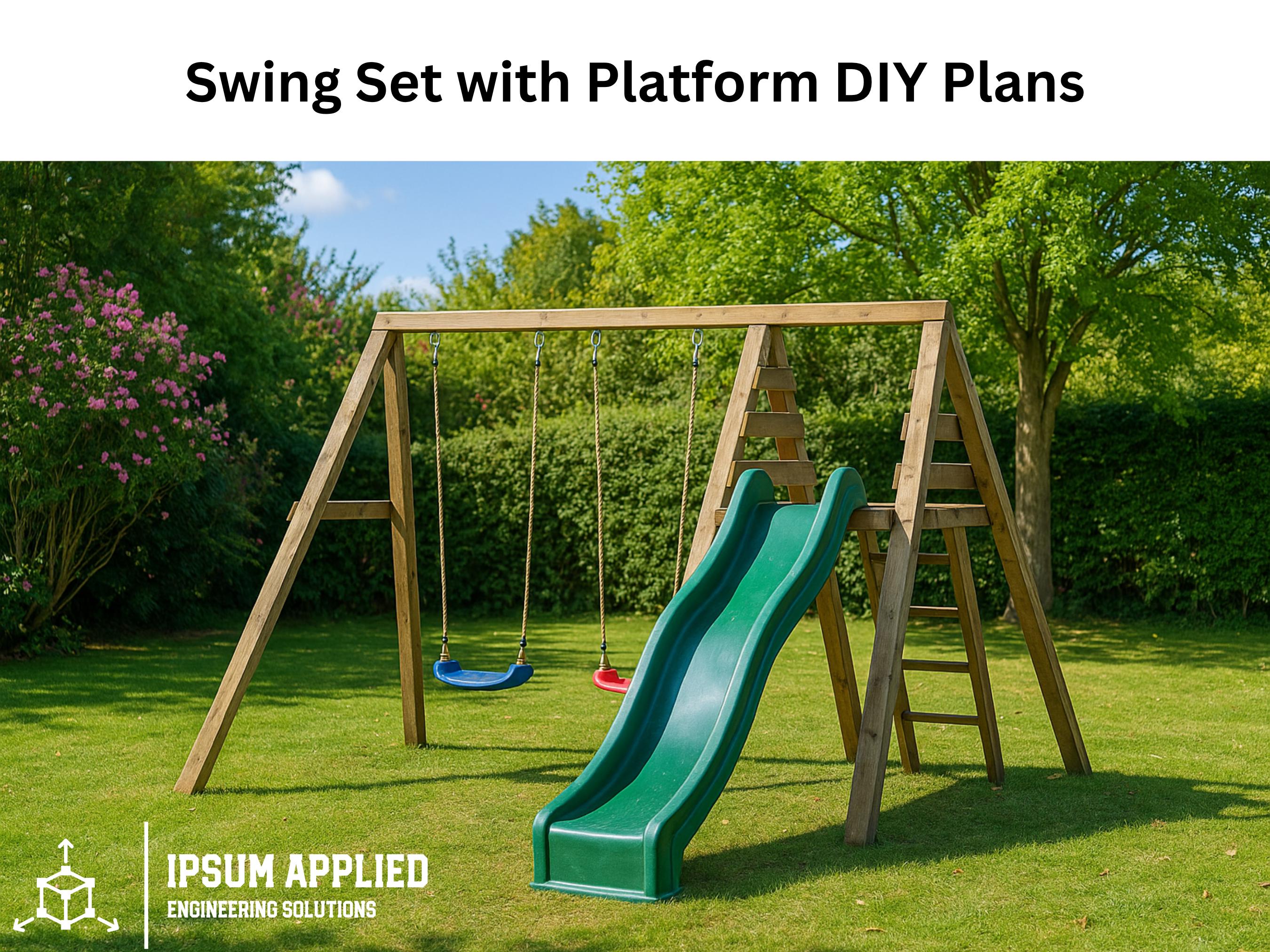 DIY Playset Woodworking Plans: Double Swing, Platform \u0026 Slide – Kids  Outdoor Wooden Playground Guide - Etsy Israel, image size:2700x2025