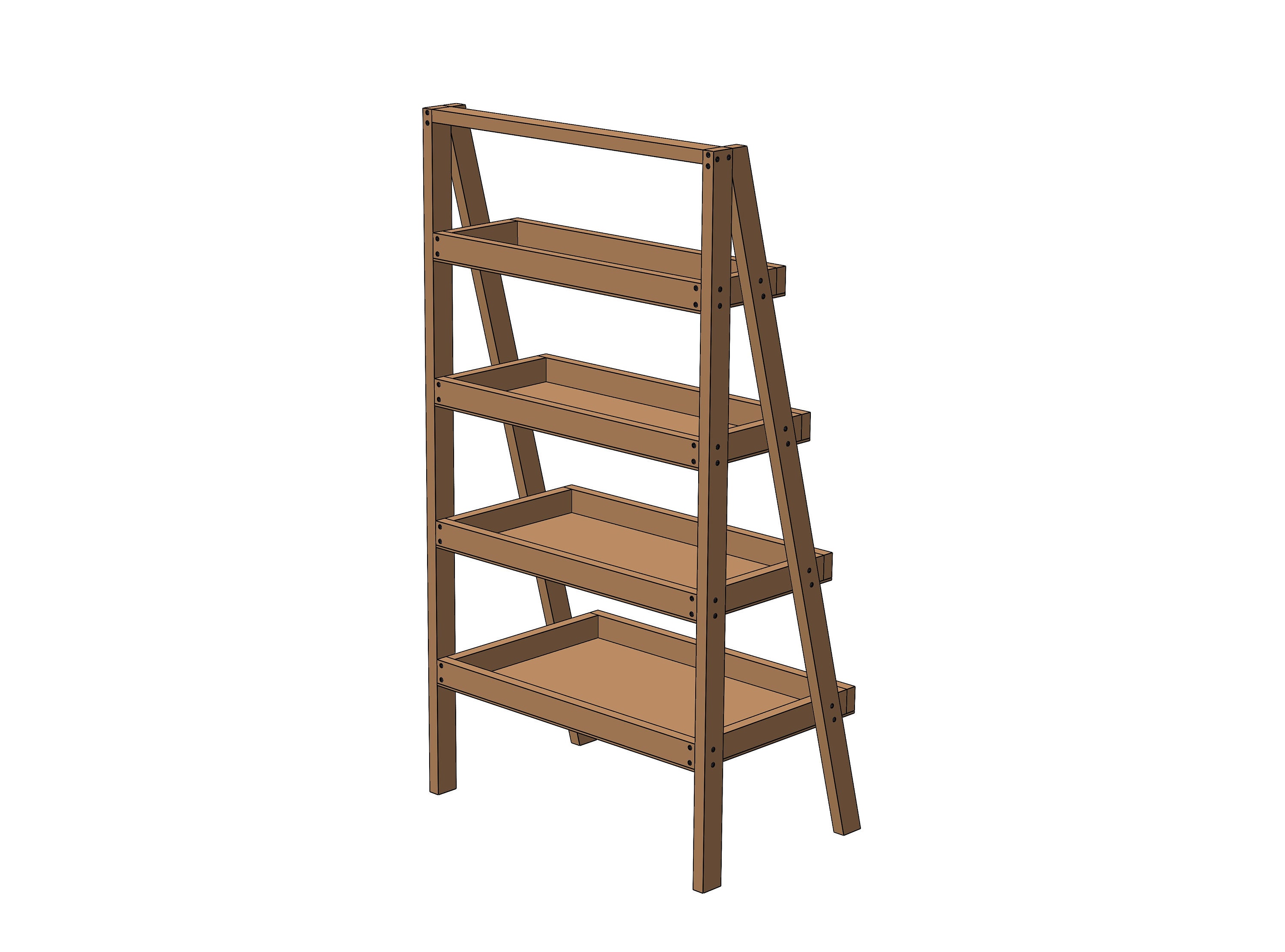 Wooden Ladder Storage Shelves Plans & Assembly Instructions Etsy