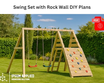 DIY Double Swing Set Plans: Kids Outdoor Playset with Rock Wall (Digital Instructions)