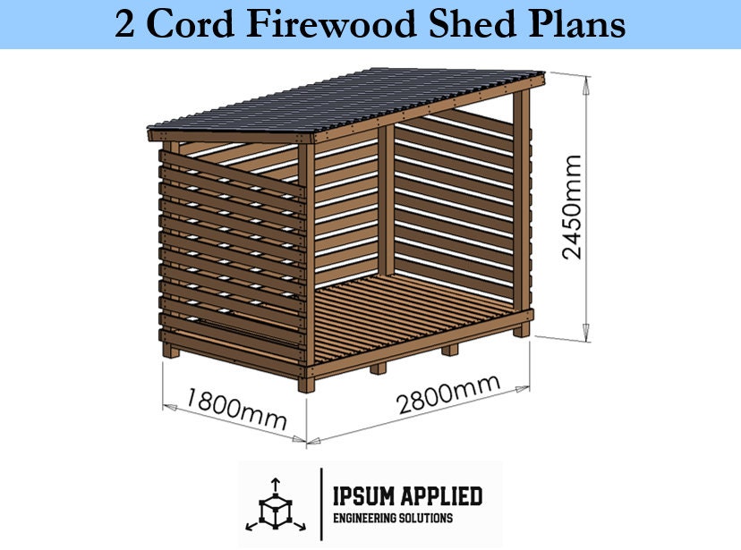 2 Cord Firewood Shed Plans Assembly Instructions Comes With Cut List and Step by step Guide DIY Shed Plans Etsy