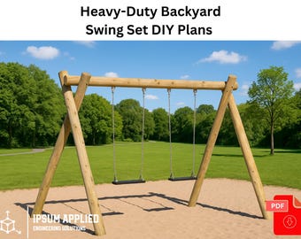 DIY Wooden Swing Set Plans PDF | Heavy-Duty Round Post Backyard Playset | 2 Swing Frame
