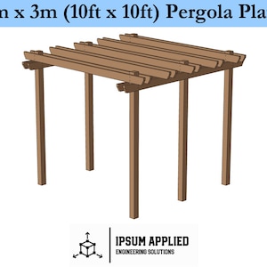 DIY 3x3m Pergola Woodworking Plans – 10x10ft Outdoor Garden Structure PDF with Cut List & Step-by-Step Build Instructions