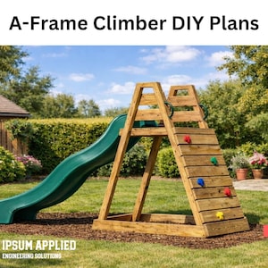 Projetos de marcenaria para trepadeira em formato de A: playground infantil com escorregador e parede de escalada (Plano de construção em PDF)