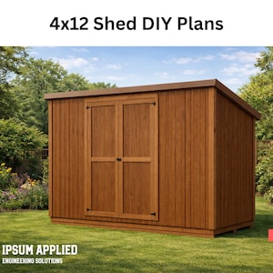 4x12 Lean To Shed Plans PDF | Narrow Backyard Storage Shed Blueprints | Step-by-Step Construction | Instant Download