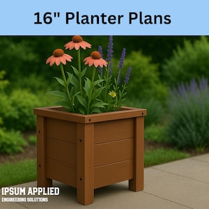 DIY Outdoor Garden Planter Box Woodworking Plans - 16-inch Digital Blueprint with Step-by-Step Instructions (PDF)