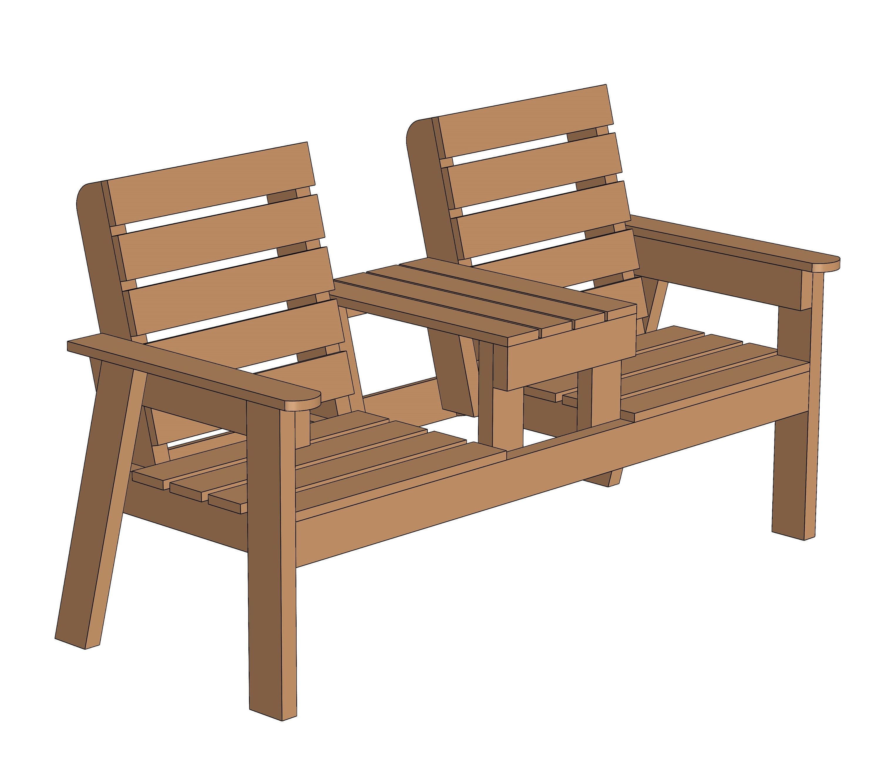 Jack and Jill Bench Plans & Assembly Instructions Comes With Cut List