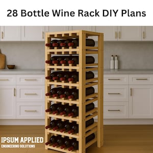 DIY Wine Rack Woodworking Plans: 28-Bottle Freestanding Cabinet (PDF Download)