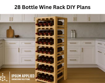 DIY Wine Rack Woodworking Plans: 28-Bottle Freestanding Cabinet (PDF Download)
