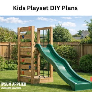 Planos de carpintería para trepar un parque infantil: tobogán, pared de escalada y arenero (PDF)