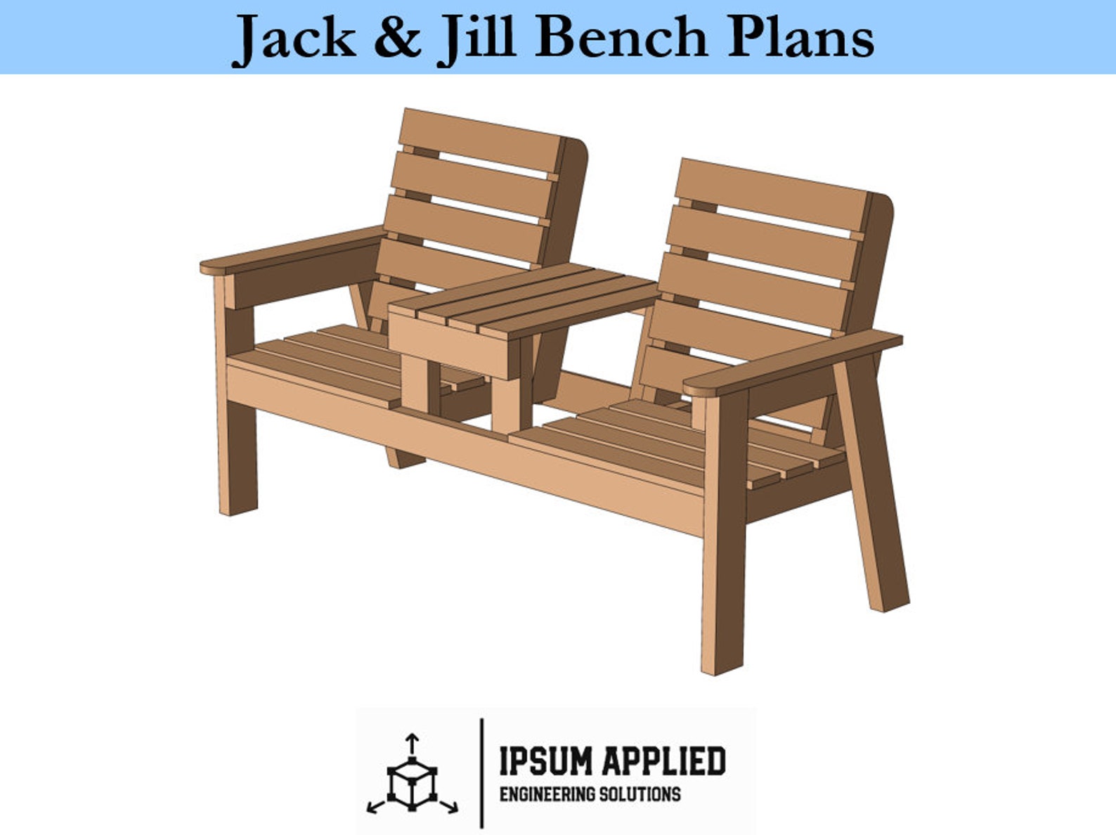Jack and Jill Bench Plans & Assembly Instructions Comes With Cut List
