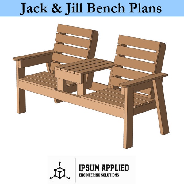 Jack and Jill Bench Plans & Assembly Instructions  - Comes with Cut List and Step-by-Step Guide