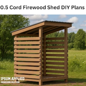 DIY Firewood Shed Plans: 0.5 Cord Wood Storage (PDF Blueprint)