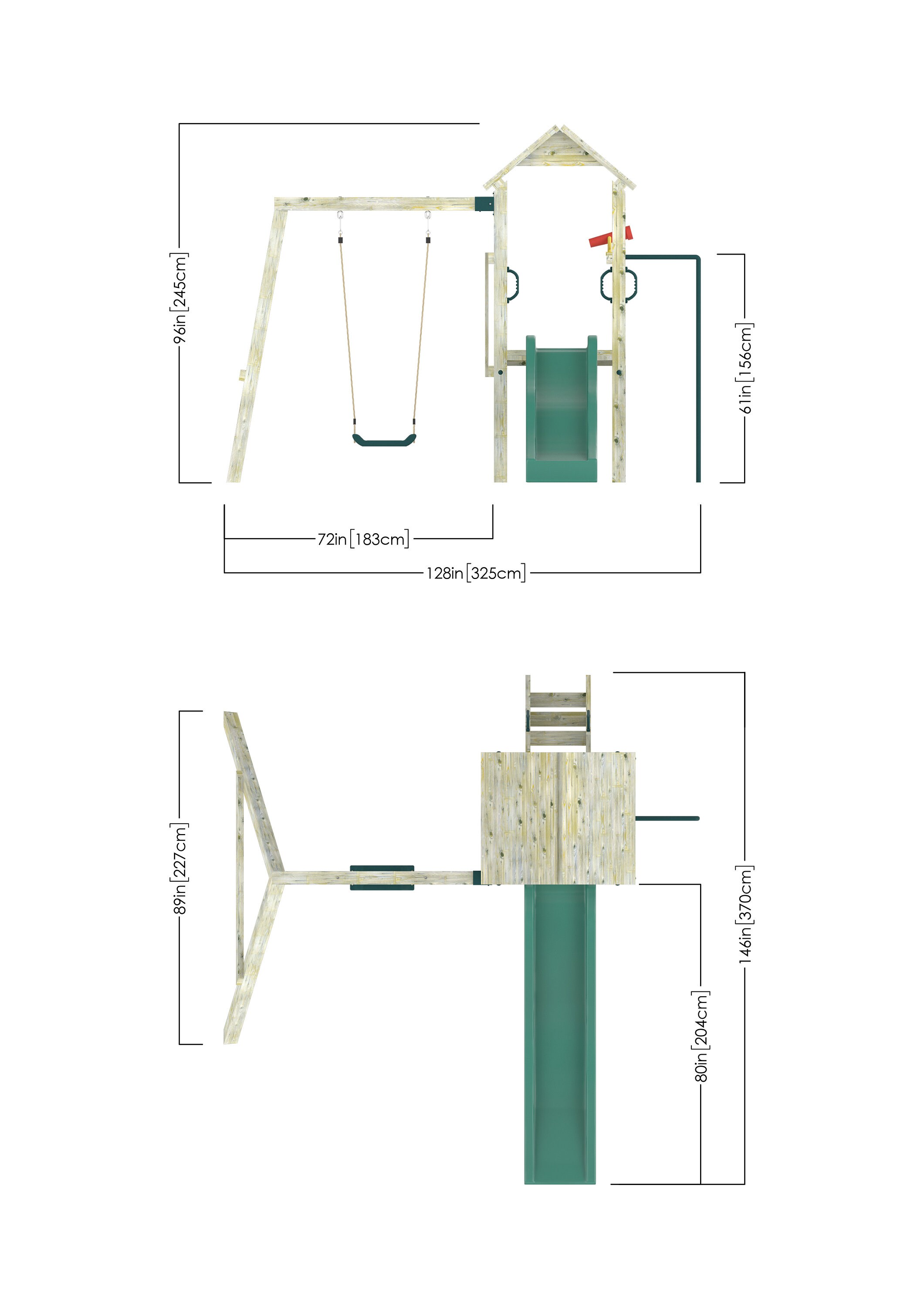 Climbing frame with fireman's pole outlet