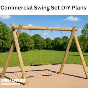 DIY Wooden Commercial Swing Set – Woodworking Plans for 2-Swing Round Post Playset – Outdoor Project Guide for Kids