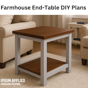DIY End Table Woodworking Plans – Rustic Farmhouse Style – Step-by-Step Assembly – Digital PDF Download Furniture Project