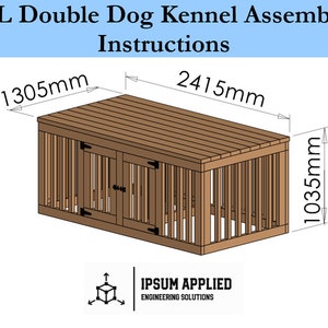 Extra Large Double Dog Kennel Woodworking Plans: DIY Indoor Wooden Crate (Digital Download)