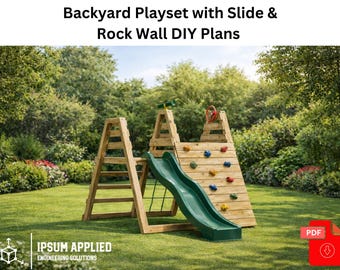 DIY Kids Climbing Frame Woodworking Plans: Outdoor Playset with Slide (Digital Build Plan PDF)