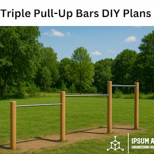 Plans de travail du bois de triples barres de traction extérieures à monter soi-même avec instructions de montage - Guide étape par étape et liste des pièces détachées