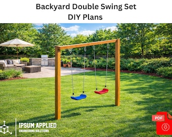 DIY Double Swing Set Plans PDF | Kids Wooden Backyard Swing Set Build | Instant Download