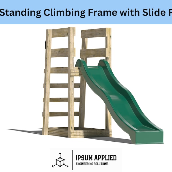 Free Standing Climbing Frame with Slide Plans & Assembly Instructions - Comes with Cut List and Step-by-Step Guide - DIY Plans