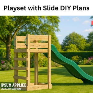 DIY屋外遊具木工プラン：滑り台と梯子付きクライミングフレーム – デジタルダウンロードプロジェクトガイド