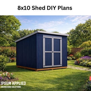 Piani per capannoni addossati 8x10 in formato PDF / Progetto fai da te per capannone da giardino / Progetto per capannone da giardino esterno