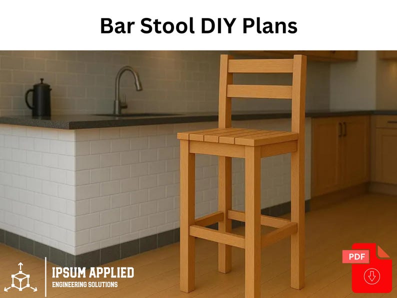 DIY Bar Stool Woodworking Plans: 2x4 Lumber Build with Step-by-Step Instructions - Digital Build Guide image 1