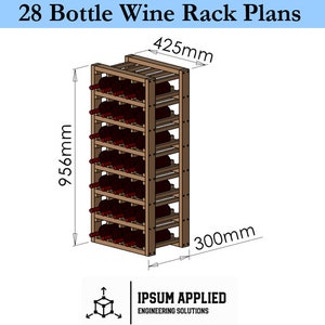 Wine Rack 28 Bottles Plans & Assembly Instructions Comes with Cut List and Step-by-Step Guide image 1
