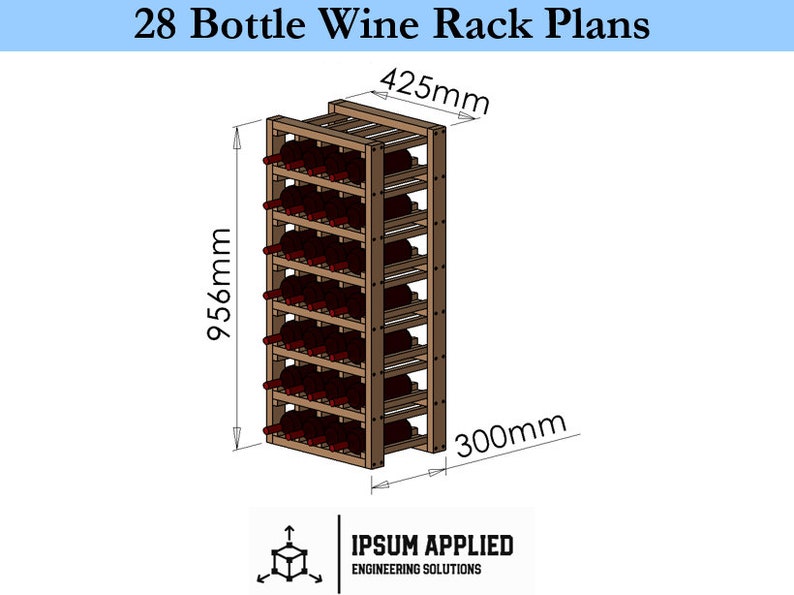 Wine Rack 28 Bottles Plans & Assembly Instructions Comes with Cut List and Step-by-Step Guide image 1