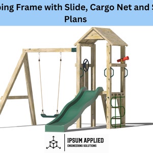 DIY Kids Climbing Frame Woodworking Plans: Slide, Swing, Cargo Net (Digital Download)