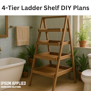 DIY Ladder Shelf Woodworking Plans – Tiered Storage Solution with Step-by-Step Instructions – Digital Build Plan
