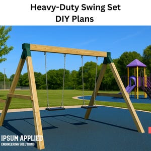 Planos de columpios de madera DIY (PDF) / Juego de patio con 2 columpios / Estructura resistente