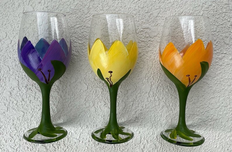 Tulip Wine Glasses Etsy