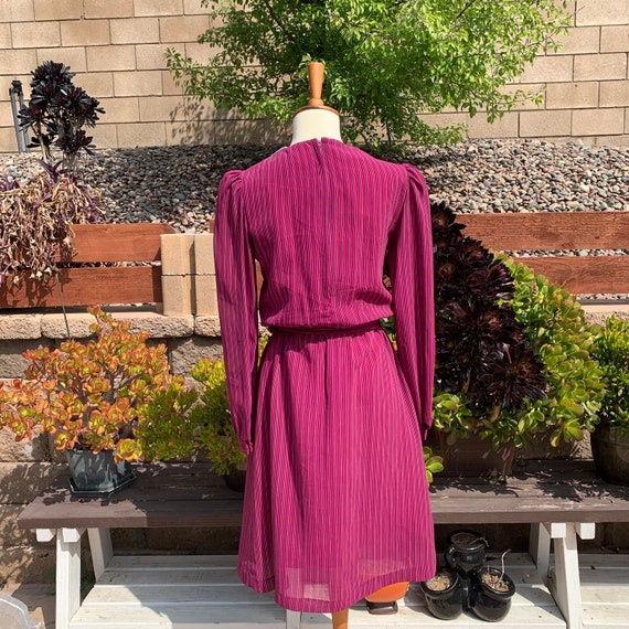 Vintage Striped Pink Prairie/Cottagecore Dress S/M - image 2