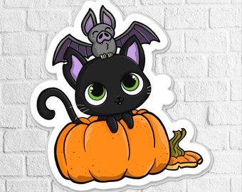 Pumpkin Patch Black Cat Spooky Magnet | Halloween Cute Fun Gift