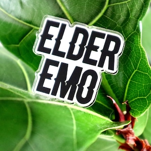 Elder Emo Acrylic Pin | 2000s Music Accessory Fun Gift with Rubber Clutch Backing, MCR Fans