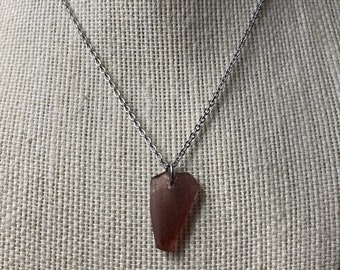 RARE Small Purple Seaglass Pendant Necklace Stainless Steel Handmade With Small Found Item In Maryland