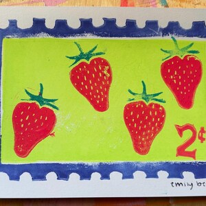 Impression de timbres aux fraises