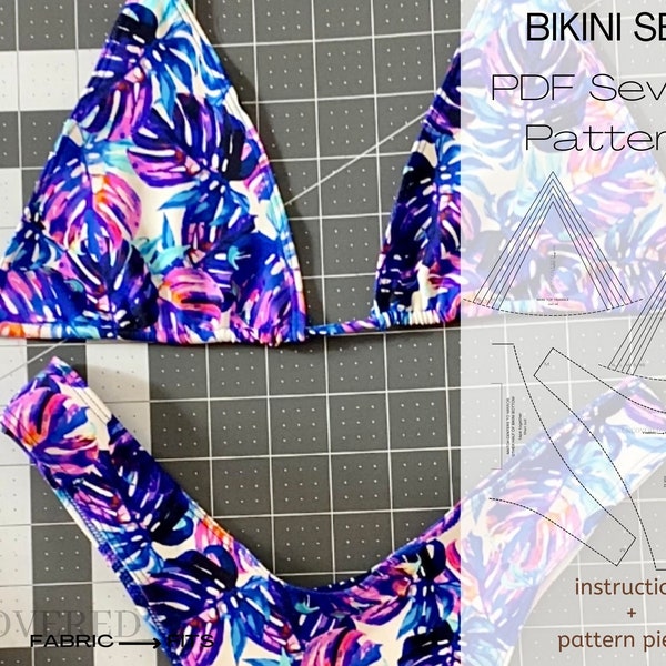 Bikini Schnittmuster, pdf digitales Schnittmuster, XS-XL, sofortiger Download, einfaches digitales PDF, Badeanzug Schnittmuster, Bikini Set für Frauen