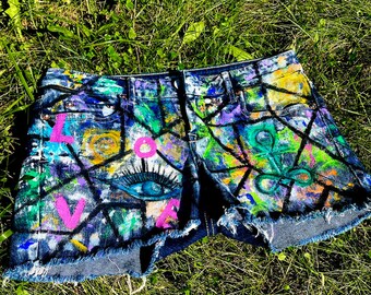 Hand Painted Jean Shorts