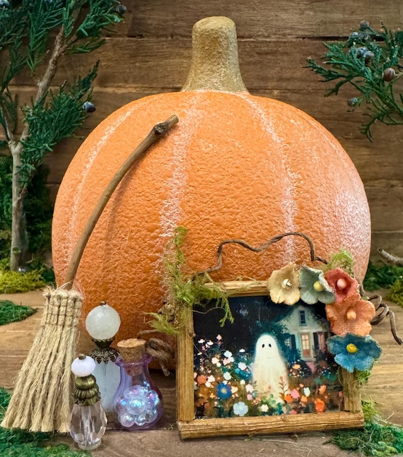 Handcrafted Good Witch Set, Purple Apothecary Decor, Miniature Display
