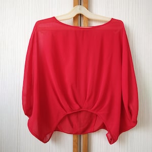 Women&#39;s Silk  Flying Blouse Mandarin, Red Silk top Mandarin  Beautiful Fancy Top ,Designer blouse