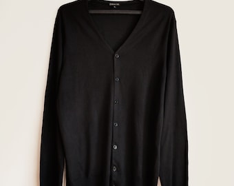 PATRIZIA PEPE Firenze Men's Wool Cardigan,Black Solid V-neck Cardigan,Gift for Him