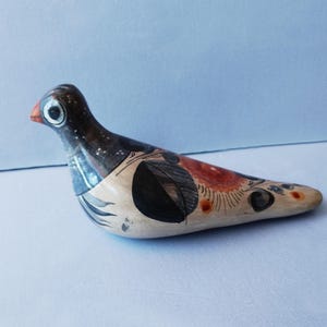 Vintage Tonala Pottery Bird ,Hand Painted Bird Made in Mexico ,Bird Figurine Colorful